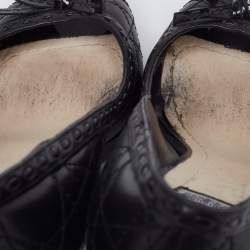 Pre Owned Dior Black Cannage Leather Bow Peep-Toe Pumps Size 37 