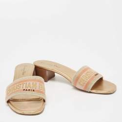 Pre Owned Dior Navy Multicolor Embroidered Canvas D-way Slide Sandals Size 40