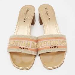 Pre Owned Dior Navy Multicolor Embroidered Canvas D-way Slide Sandals Size 40