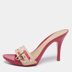 Dior Pink and White Monogram Sandals
