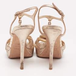 مملوكة مسبقًا صندل ديور جلد ذهبي بيسور مقاس 39