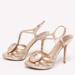 مملوكة مسبقًا صندل ديور جلد ذهبي بيسور مقاس 39