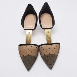 مملوكة مسبقًا Dior Beige/Black Suede and Mesh Pointed Toe Pumps Size 37