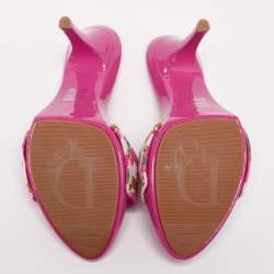 Dior Multicolor Printed Canvas Logo Open Toe Slide Sandals Size 40.5