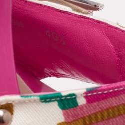 Dior Multicolor Printed Canvas Logo Open Toe Slide Sandals Size 40.5