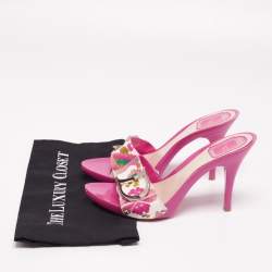 Dior Multicolor Printed Canvas Logo Open Toe Slide Sandals Size 40.5
