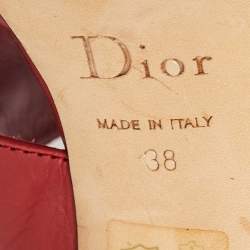 Dior Red Leather Platform Slide Sandals Size 38
