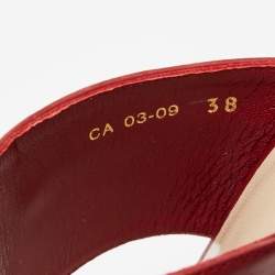 Dior Red Leather Platform Slide Sandals Size 38