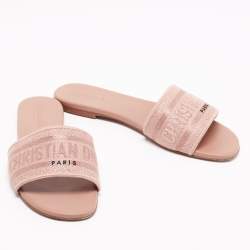 مملوكة مسبقًا Dior Pink Canvas Slide Flats Size 39