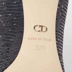 Pre Owned Dior Metallic Navy Blue Sequin Pointed Toe Pumps Size 37.5