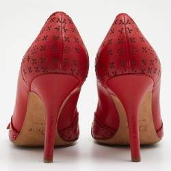 Pre Owned Dior Red Leather Buckle Pumps Size 36