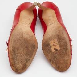 Pre Owned Dior Red Leather Buckle Pumps Size 36