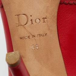 Pre Owned Dior Red Leather Buckle Pumps Size 36