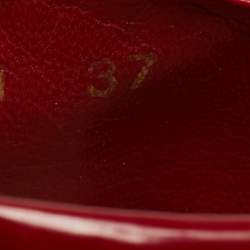 Dior Dark Red Patent Leather Bow Detail Slide Sandals Size 37
