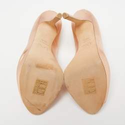 Pre Owned Dior Rose Gold Leather Peep toe Platform Pumps Size 35.5