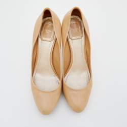 Pre Owned Dior Beige Leather Round Toe Platform Pumps Size 38.5