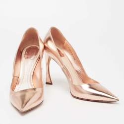 Dior Rose Gold  Leather Cherie Pointed Toe Pumps Size 40.5