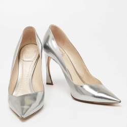 Pre Owned Dior Silver Patent Leather Songe Pointed Toe Pumps Size 41