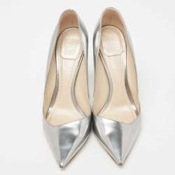 Pre Owned Dior Silver Patent Leather Songe Pointed Toe Pumps Size 41