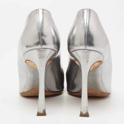 Pre Owned Dior Silver Patent Leather Songe Pointed Toe Pumps Size 41