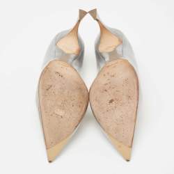 Pre Owned Dior Silver Patent Leather Songe Pointed Toe Pumps Size 41