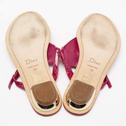 Dior Red Patent  Leather Bow Flat Sandals Size 38