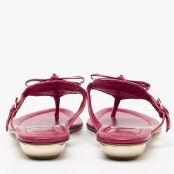 Dior Red Patent  Leather Bow Flat Sandals Size 38