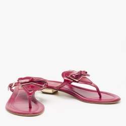 Dior Red Patent  Leather Bow Flat Sandals Size 38