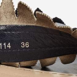 مملوكة مسبقًا Dior Metallic Blue Leather Cut Out Flat Slide Sandals Size 36