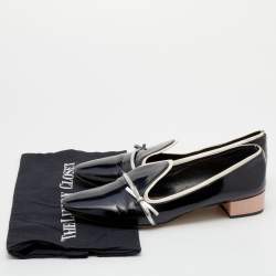 مملوكة مسبقًا حذاء سموكينغ سليبرز ديور جلد أسود/فضي بفيونكة مقاس 41