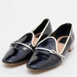 مملوكة مسبقًا حذاء سموكينغ سليبرز ديور جلد أسود/فضي بفيونكة مقاس 41