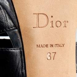 Dior Black/Silver Leather Strappy Platform Sandals Size 37
