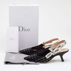 Dior Black/White Canvas J'adior Slingback Sandals Size 37.5