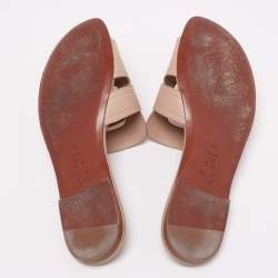 Pre Owned Christian Dior Beige Leather Montaigne Flats Size 39