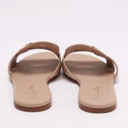 Pre Owned Christian Dior Beige Leather Montaigne Flats Size 39