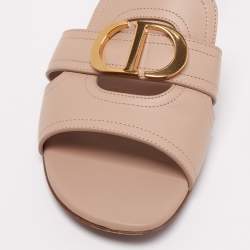 Pre Owned Christian Dior Beige Leather Montaigne Flats Size 39