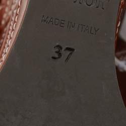 Pre Owned Dior Brown Leather Yacht Platform Wedge Sandals Size 37