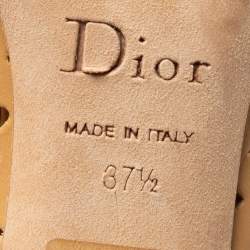 Pre Owned Dior Beige Laser Cut Leather Buckle Pumps Sie 37.5