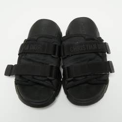Pre Owned Christian Dior Black Fabric D-Wander Slides Size 38