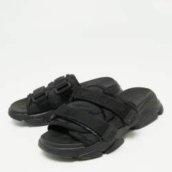 Pre Owned Christian Dior Black Fabric D-Wander Slides Size 38