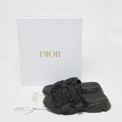 Pre Owned Christian Dior Black Fabric D-Wander Slides Size 38