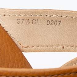 Pre Owned صندل سلايد ديور جلد بني كعب مربع سويك سيور متعاكسة مقاس 37.5