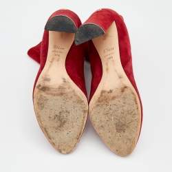 Pre Owned Dior Red Suede Ankle Length Boots Size 38.5