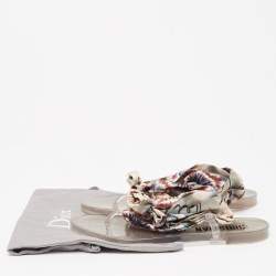 Dior Multicolor Fabric Kaleidoscope Thong Flat Sandals Size 37