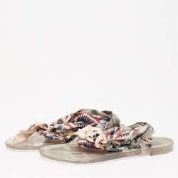 Dior Multicolor Fabric Kaleidoscope Thong Flat Sandals Size 37