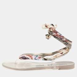 Dior Multicolor Fabric Kaleidoscope Thong Flat Sandals Size 37