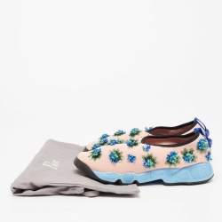 Pre Owned Dior Pink Mesh Embellished Fusion Low Top Sneakers Size 39.5