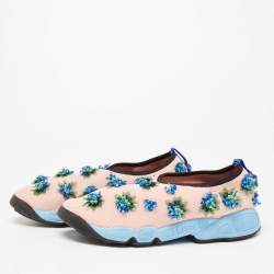 Pre Owned Dior Pink Mesh Embellished Fusion Low Top Sneakers Size 39.5