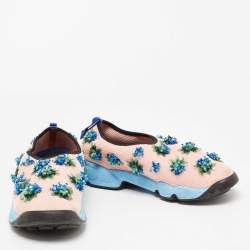 Pre Owned Dior Pink Mesh Embellished Fusion Low Top Sneakers Size 39.5