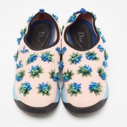 Pre Owned Dior Pink Mesh Embellished Fusion Low Top Sneakers Size 39.5